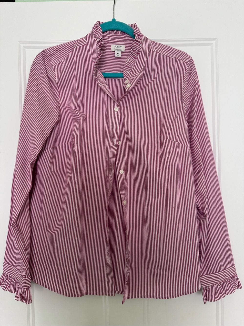 J. Crew Women's Pink Striped Button-Down Shirt